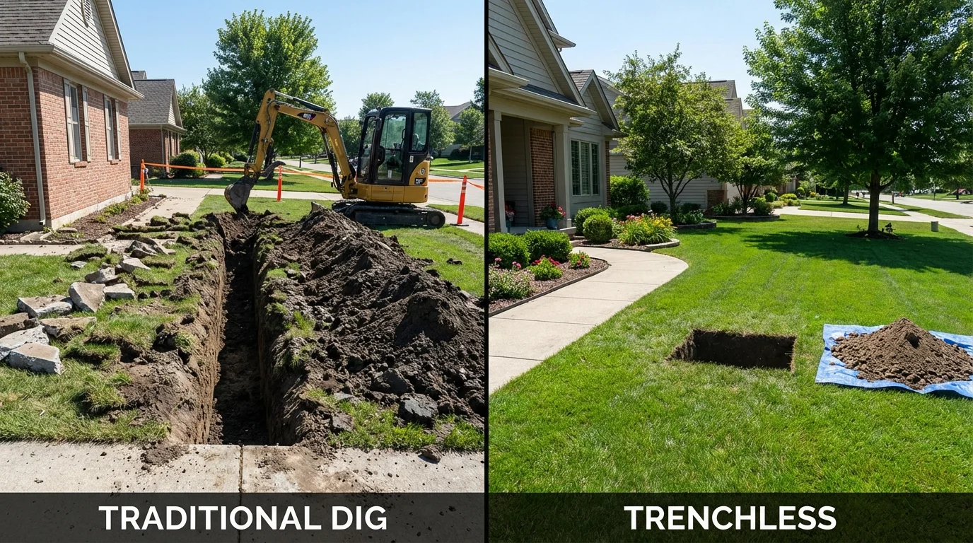 Trenchless sewer repair with minimal yard damage versus traditional excavation in Valhalla, NY